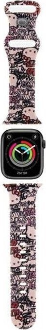 Hello Kitty Hello Kitty Silicone Tags Graffiti - Pasek do Apple Watch 38/40/41 mm (różowy)