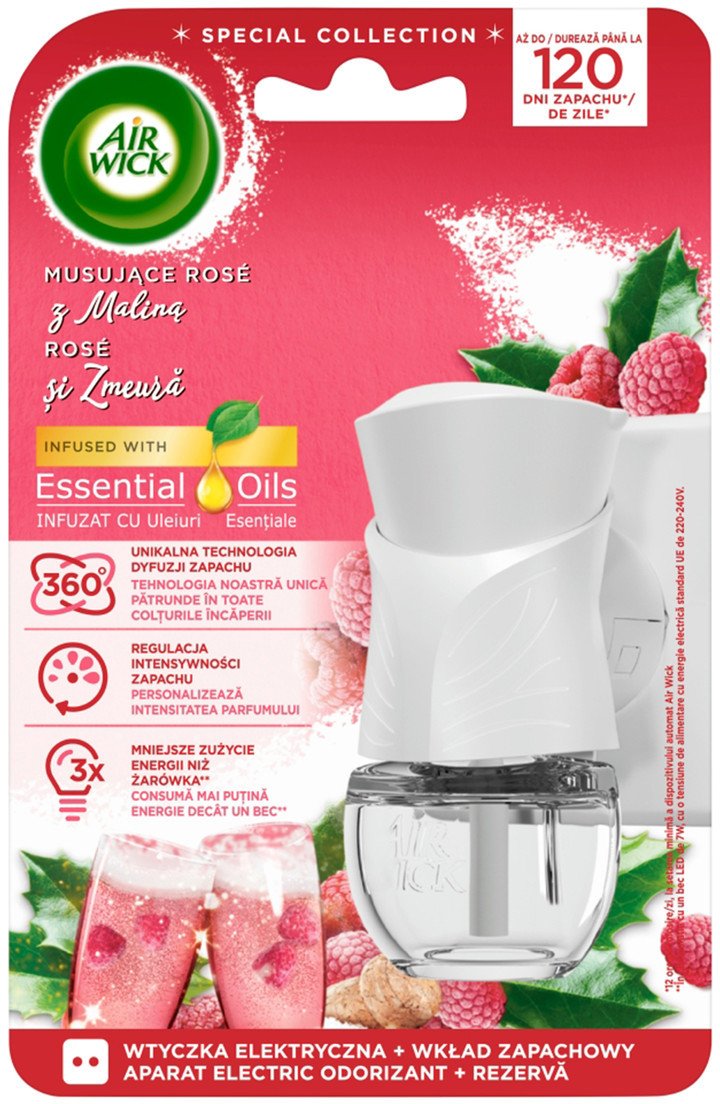 Air Wick Essential Oils Elektryczny odświeżacz powietrza i wkład Sparkling Rose