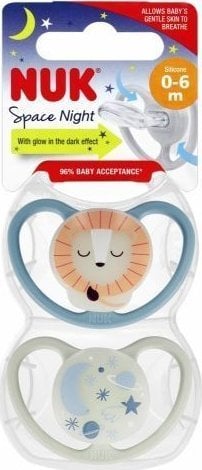 NUK 440215 SMOCZEK SILIKONOWY SPACE NIGHT 0-6 2SZT 530188, 730578