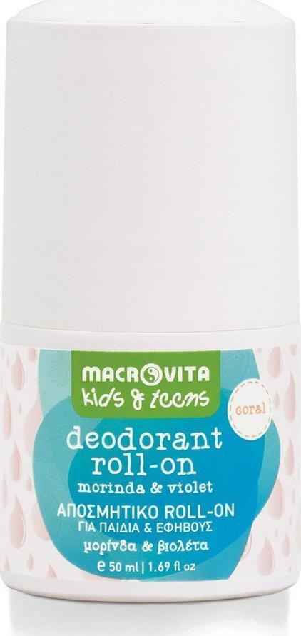 Macrovita MACROVITA KIDS dezodorant roll-on dla dziewczynek CORAL z morindą i fiołkiem 50ml