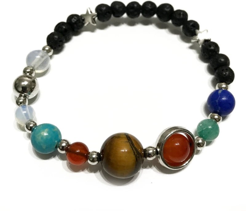 Bransoletka z kamieniami wulkanicznymi - Układ Słoneczny Srebrny