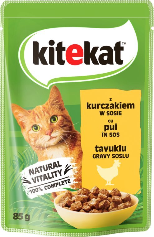 Kitekat Kitekat Mokra karma dla dorosłych kotów z kurczakiem w sosie 85 g