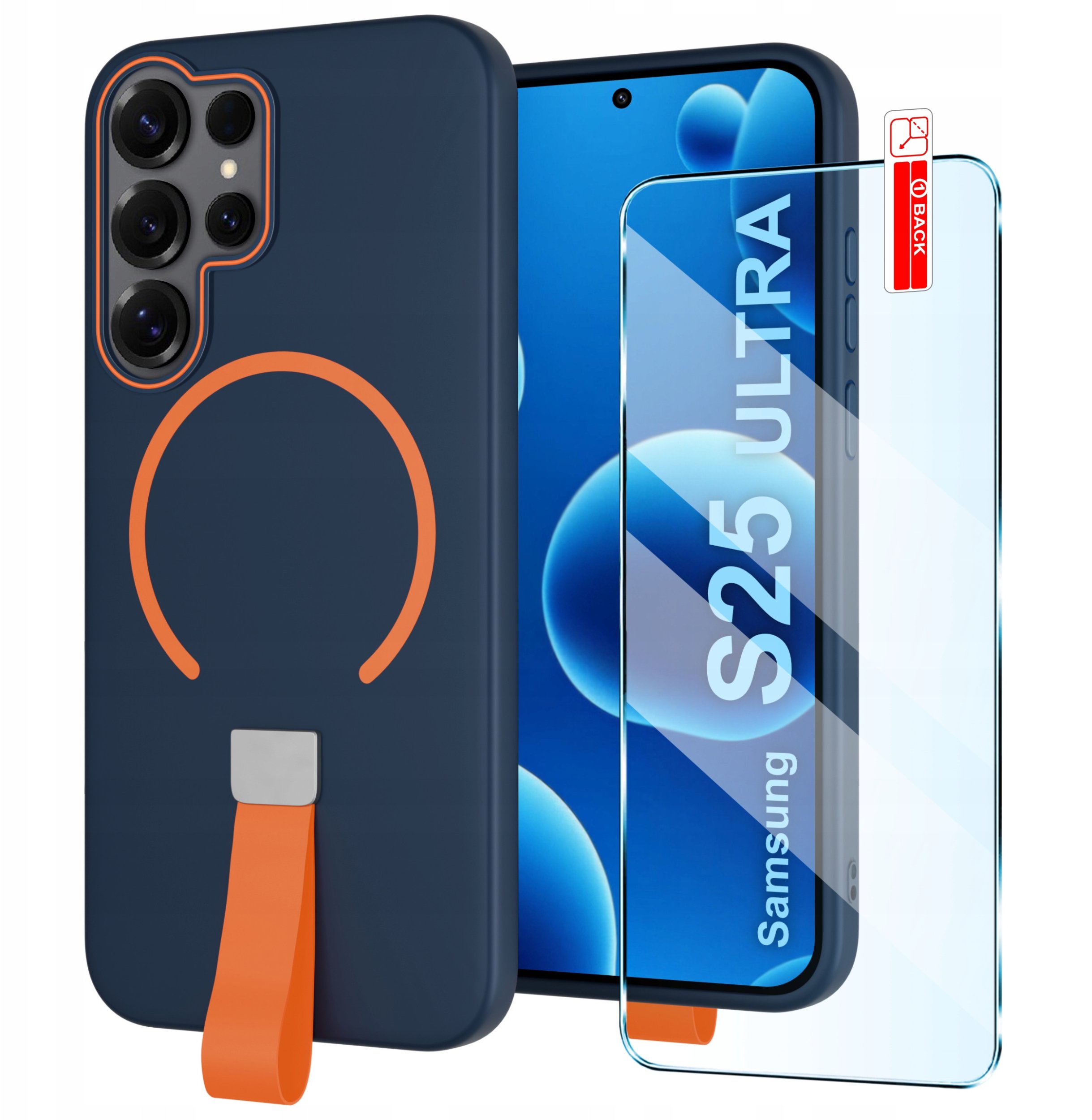 Etui z Paskiem na palec Matowe do Samsung S25 Ultra |do MagSafe +Szkło