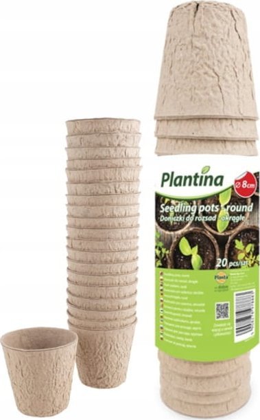 Zestaw 20 okrągłych doniczek do rozsad 8cm Biodegradowalne i naturalne