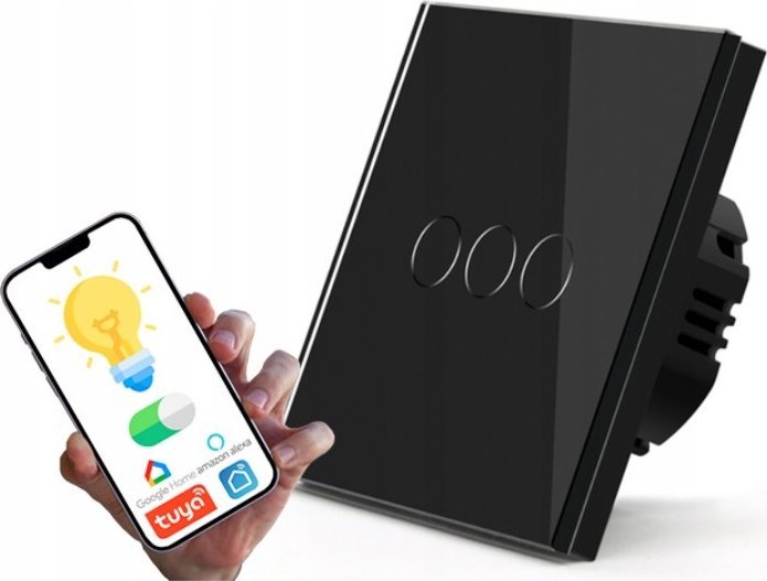 Spreest WŁĄCZNIK ŚWIATŁA LED POTRÓJNY SZKLANY DOTYK WIFI