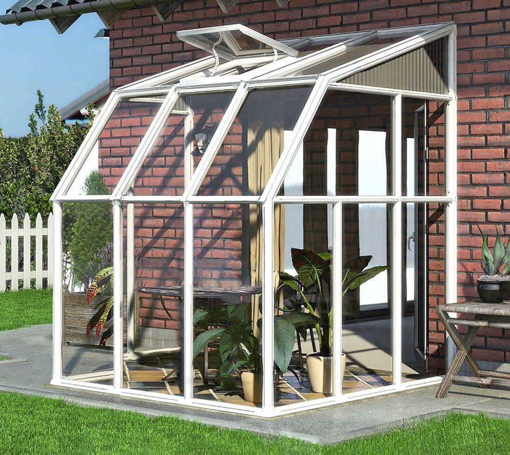 vidaXL Rion Plastikowa szklarnia przyścienna Sun Room 33 Biały 200x201x247cm