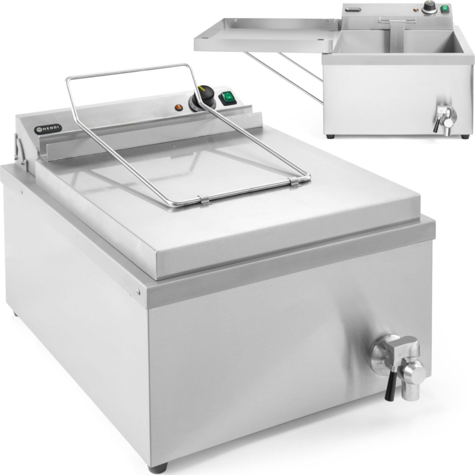 Hendi Smażalnik frytownica maszyna do smażenia pączków ryb z półką 12 l 3500 W - Hendi 205914 Smażalnik frytownica maszyna do smażenia pączków ryb z p