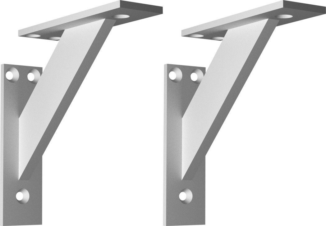 EMT Nowoczesny! Aluminiowy! 3-częściowy kątowy wspornik podpórka do półek - 2 sztuki (120x120mm) Aluminium