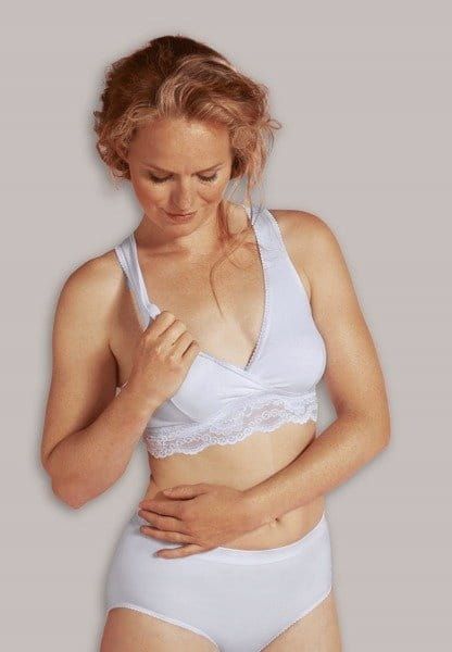 Carriwell Bezszwowy biustonosz do karmienia z koronką M biały Carriwell