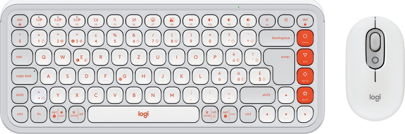 Klawiatura + mysz Logitech POP Icon Combo biało-pomarańczowe (920-013276)
