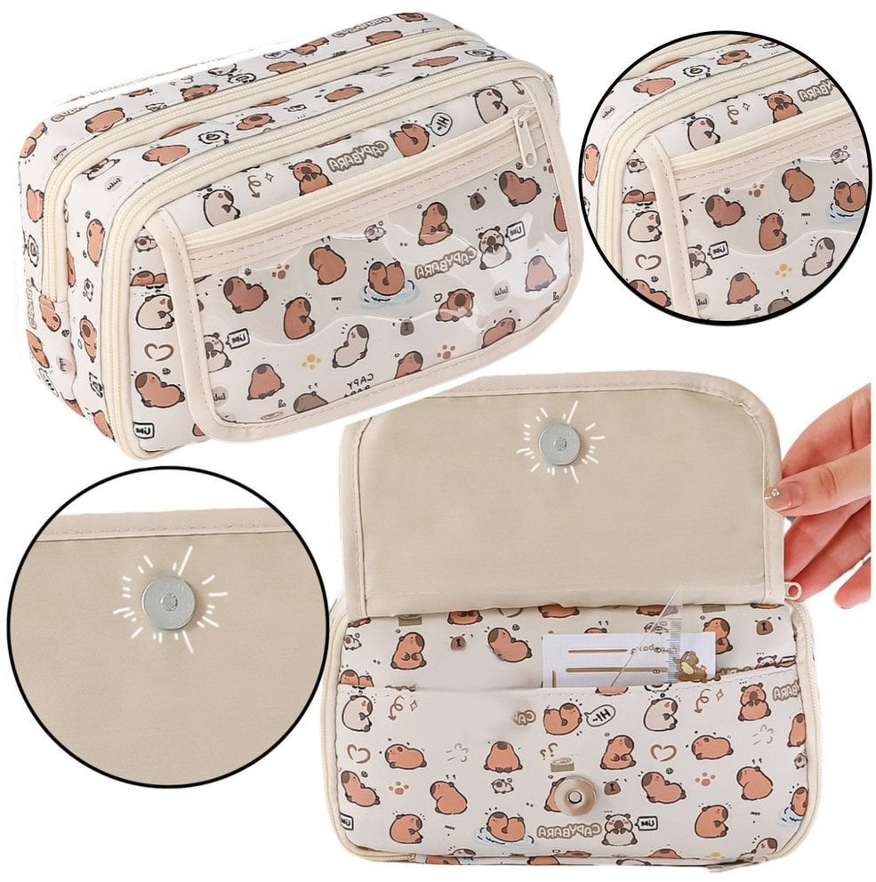 Piórnik Przybornik Szkolny W Kapibary Biały 21cm