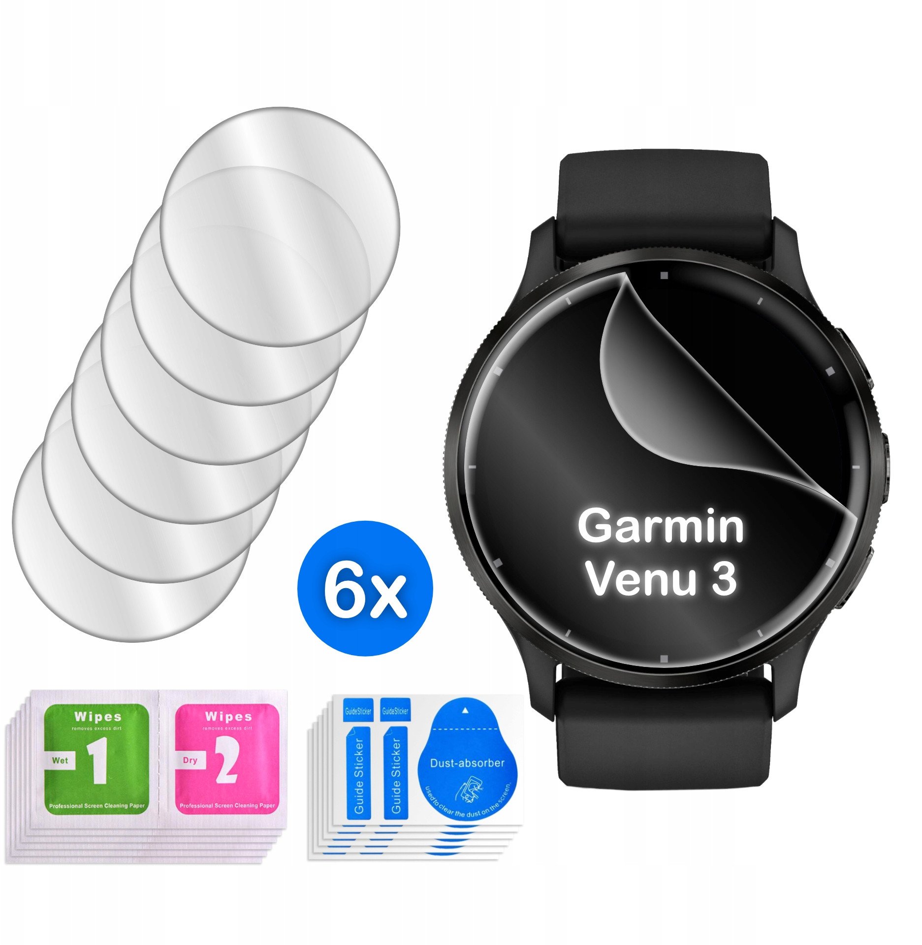 FOLIA do Garmin Venu 3 41mm HYDROŻELOWA OCHRONNA na ekran 3D 6 sztuk