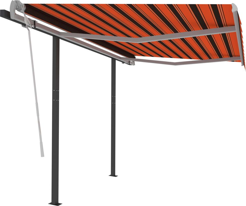 vidaXL Ręcznie zwijana markiza ze słupkami, 3x2,5 m, pomarańcz/brąz
