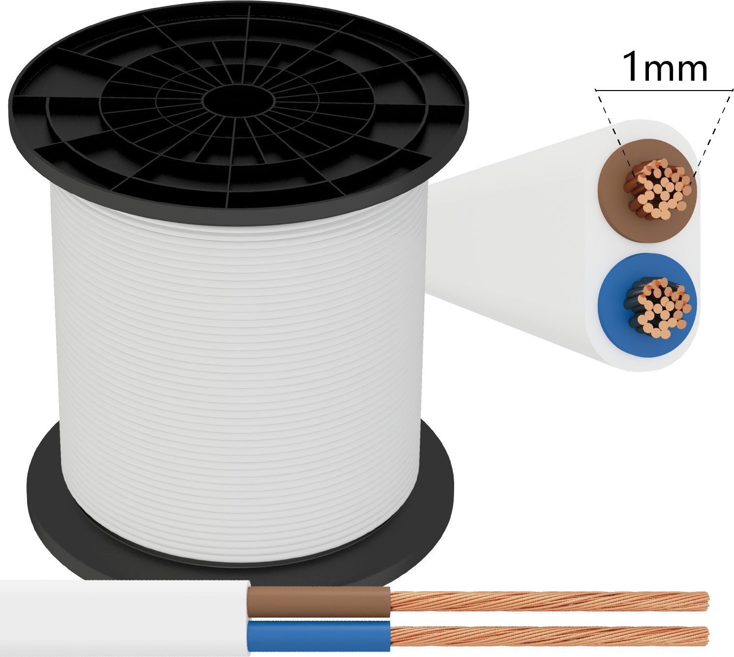 Aigostar Kabel 05VVH2-F 2x1.0mm 200 m biały Kabel 05VVH2-F 2x1.0mm 200 m biały