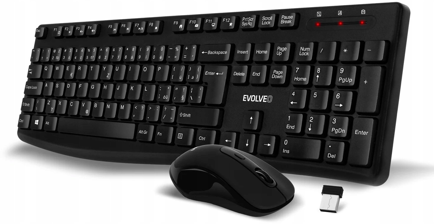 Klawiatura + mysz Evolveo EVOLVEO Zestaw klawiatury i myszy K1050 Bezprzewodowe 2.4GHz CZ+SK czarny