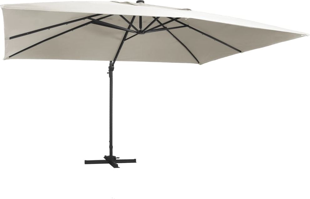 vidaXL Parasol z LED i aluminiowym słupkiem, 400x300 cm, piaskowy