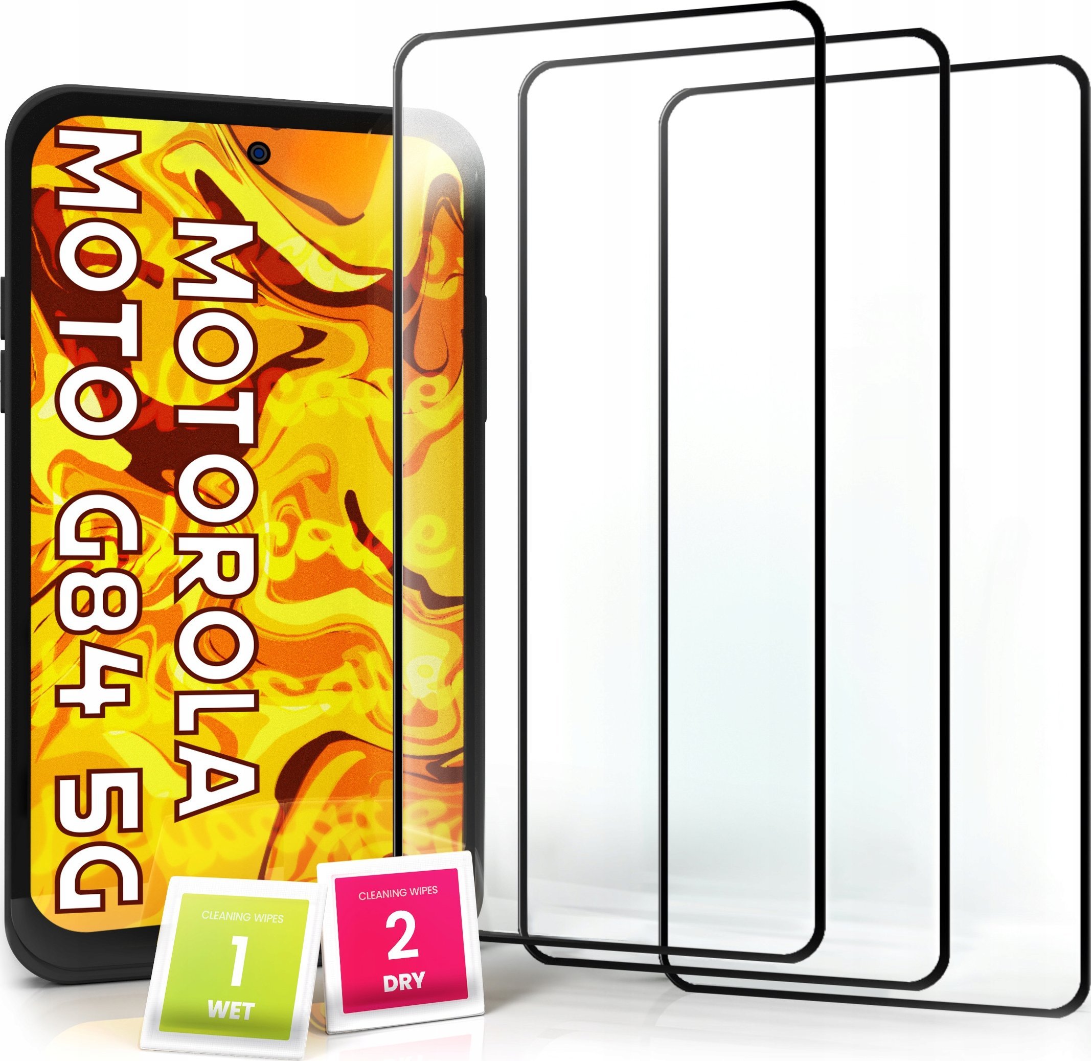 Hello Case 3-pak SZKŁO HARTOWANE DO Motorola Moto G84 na cały ekran 9H ochronne 5D