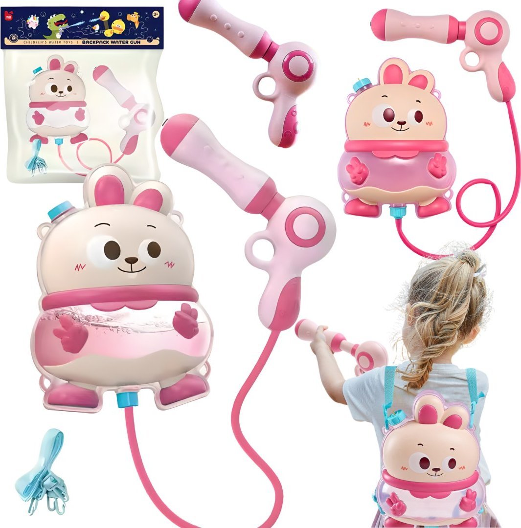 PISTOLET NA WODĘ Z PLECAKIEM KRÓLICZEK DUŻY ZBIORNIK PRZEZROCZYSTY SZELKI