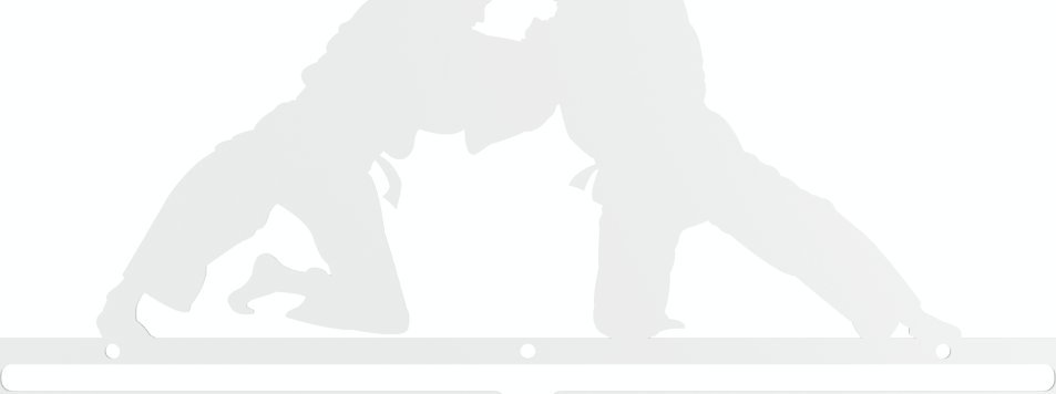 MT3CH Duży metalowy wieszak na medale medalówka JUDO JU-JITSU ZAPASY SPORTY WALKI biały