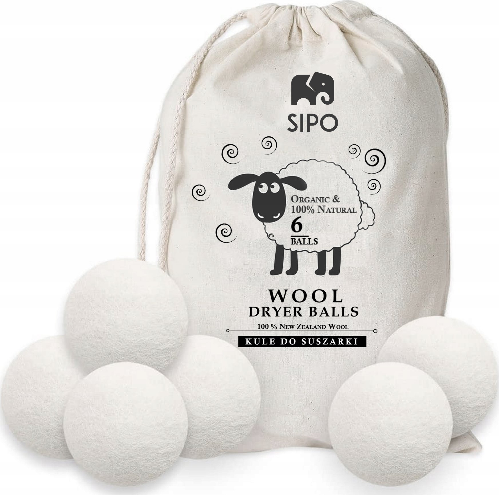 Rucanor Wełniane kulki do suszarek SIPO S-DB6P 6 vnt