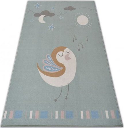 Dywany Łuszczów DYWAN dla dzieci LOKO Ptaszek zieleń antypoślizgowy, 160x220 cm