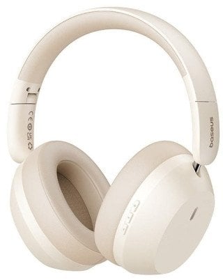 Baseus Bass 35 Max Słuchawki Przewodowy i Bezprzewodowy Opaska na głowę Muzyka USB Type-C Bluetooth Beżowy
