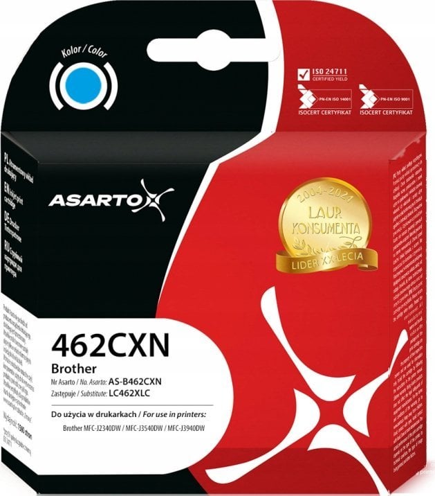 Tusz Asarto Tusz Asarto do Brother 462CXN | LC462XLC | 1500 str. | cyan