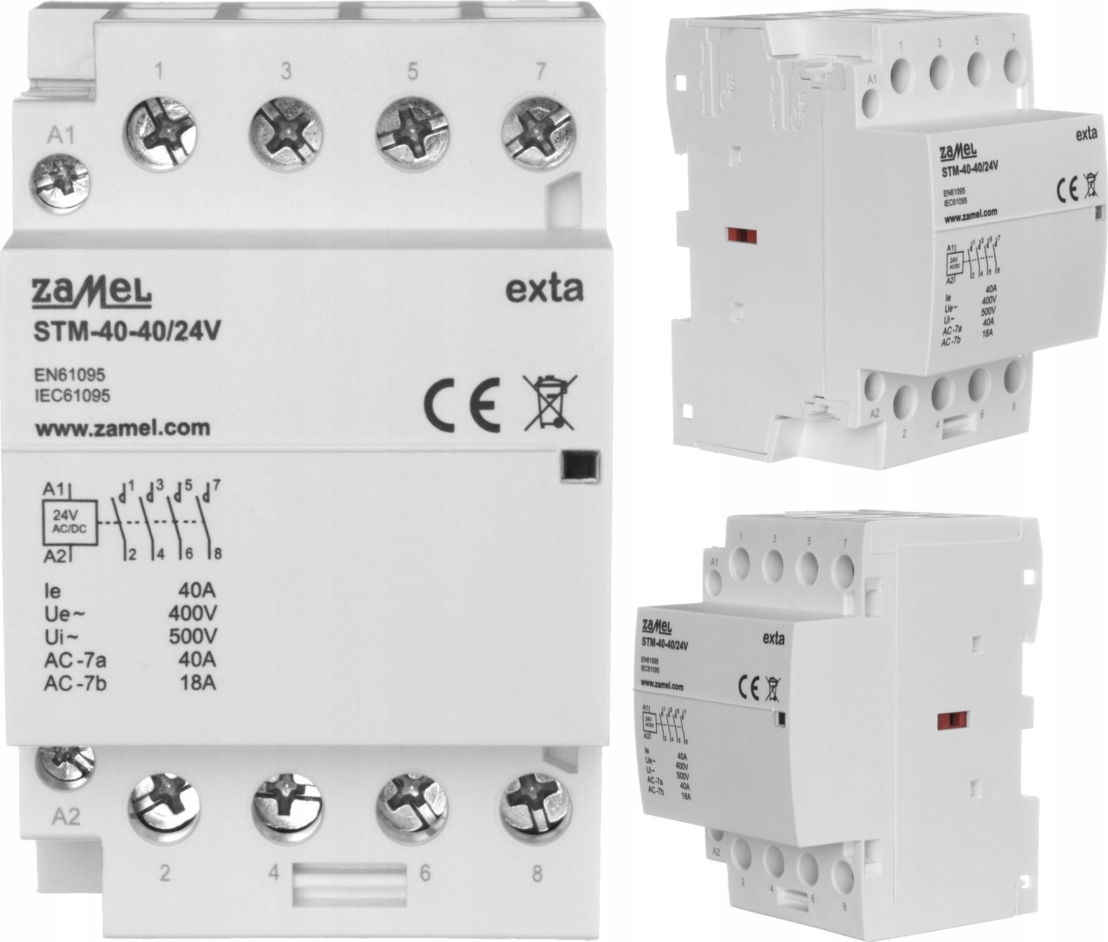 Zamel Stycznik modułowy instalacyjny 40A 4Z 24V AC/DC+F13 typ: STM-40-40/24V EXT10000297