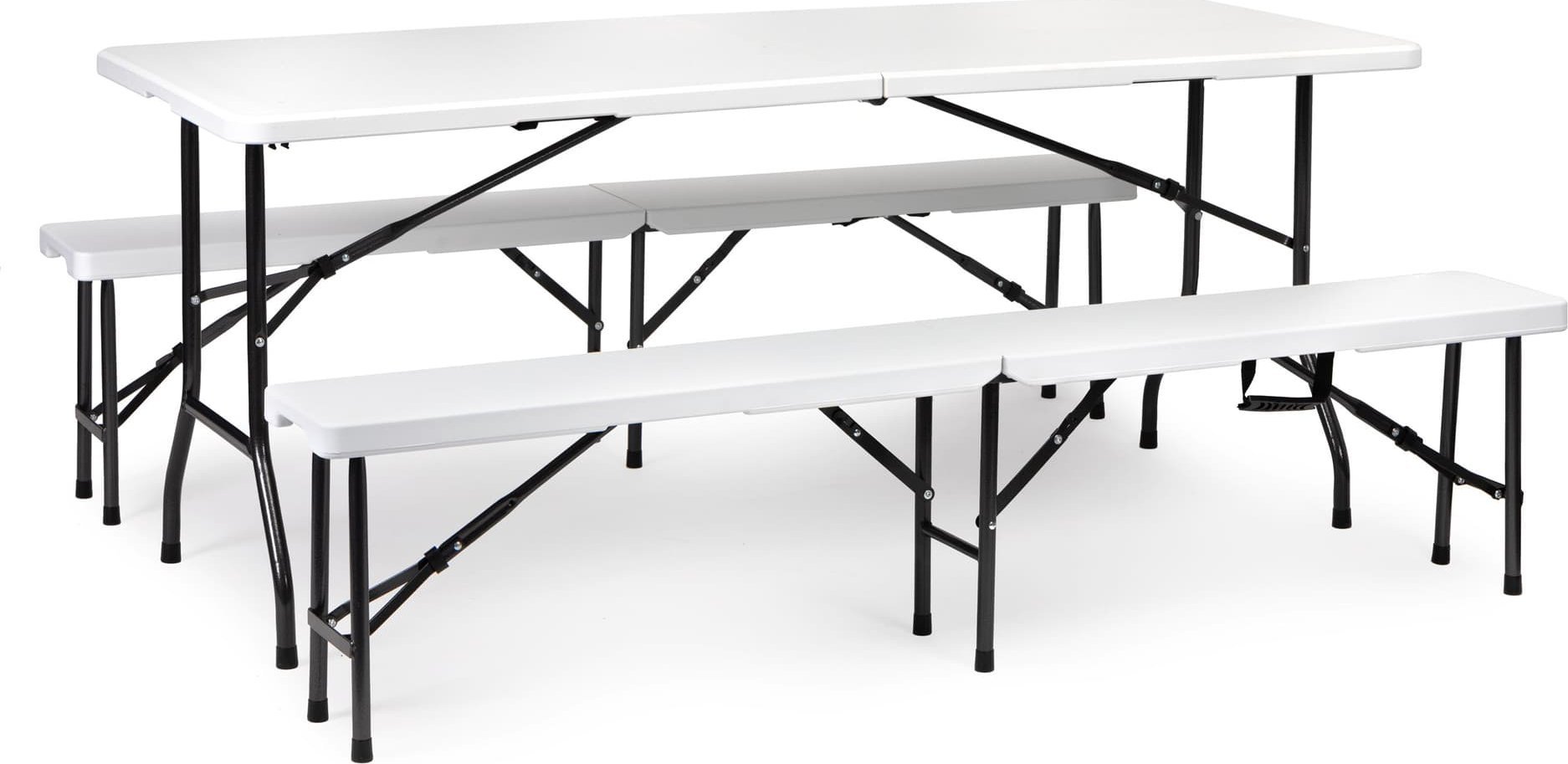 ModernHome Zestaw cateringowy stół bankietowy 180cm 2 ławki biały ModernHome