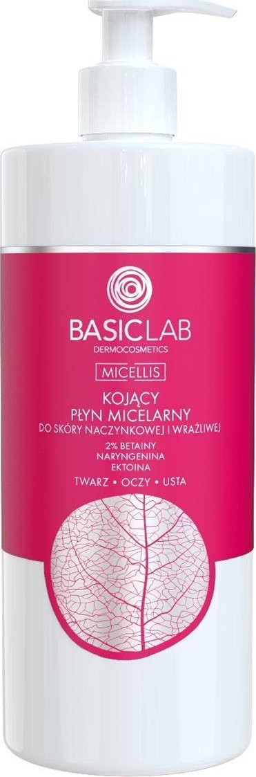Basiclab Micellis Kojący płyn micelarny do skóry naczynkowej i wrażliwej 2% Betainy, Naryngenina, Ektoina 500ml