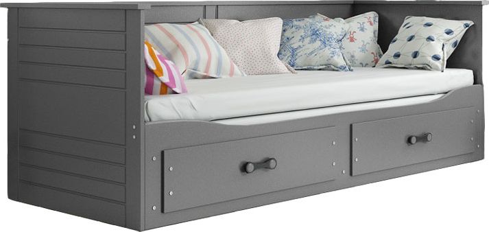 Elior Szare łóżko dziecięce z materacem 90x200 - Aniko