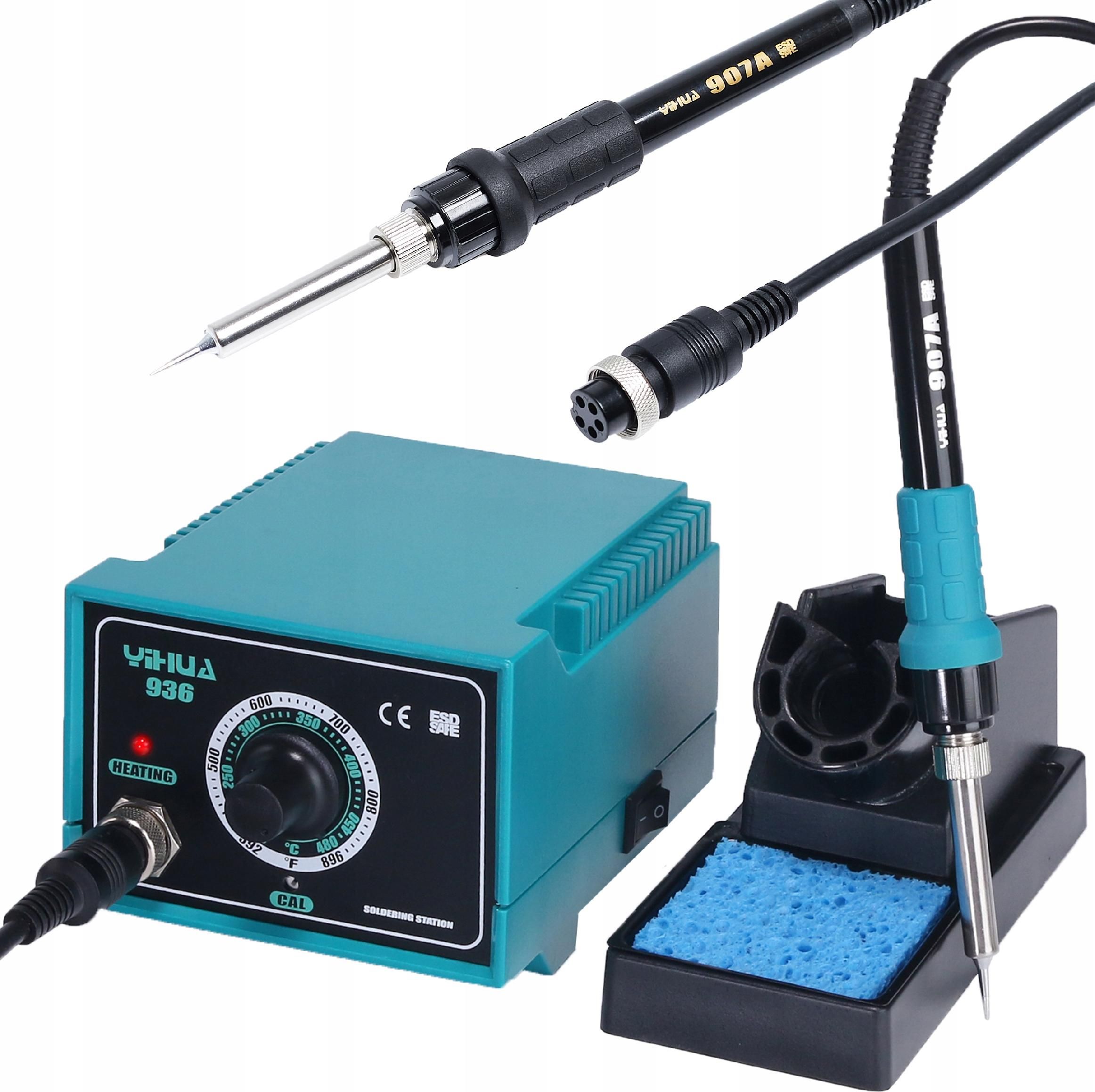 Techrebal Grotowa stacja lutownicza Yihua 936 + Zapasowa Kolba 907A