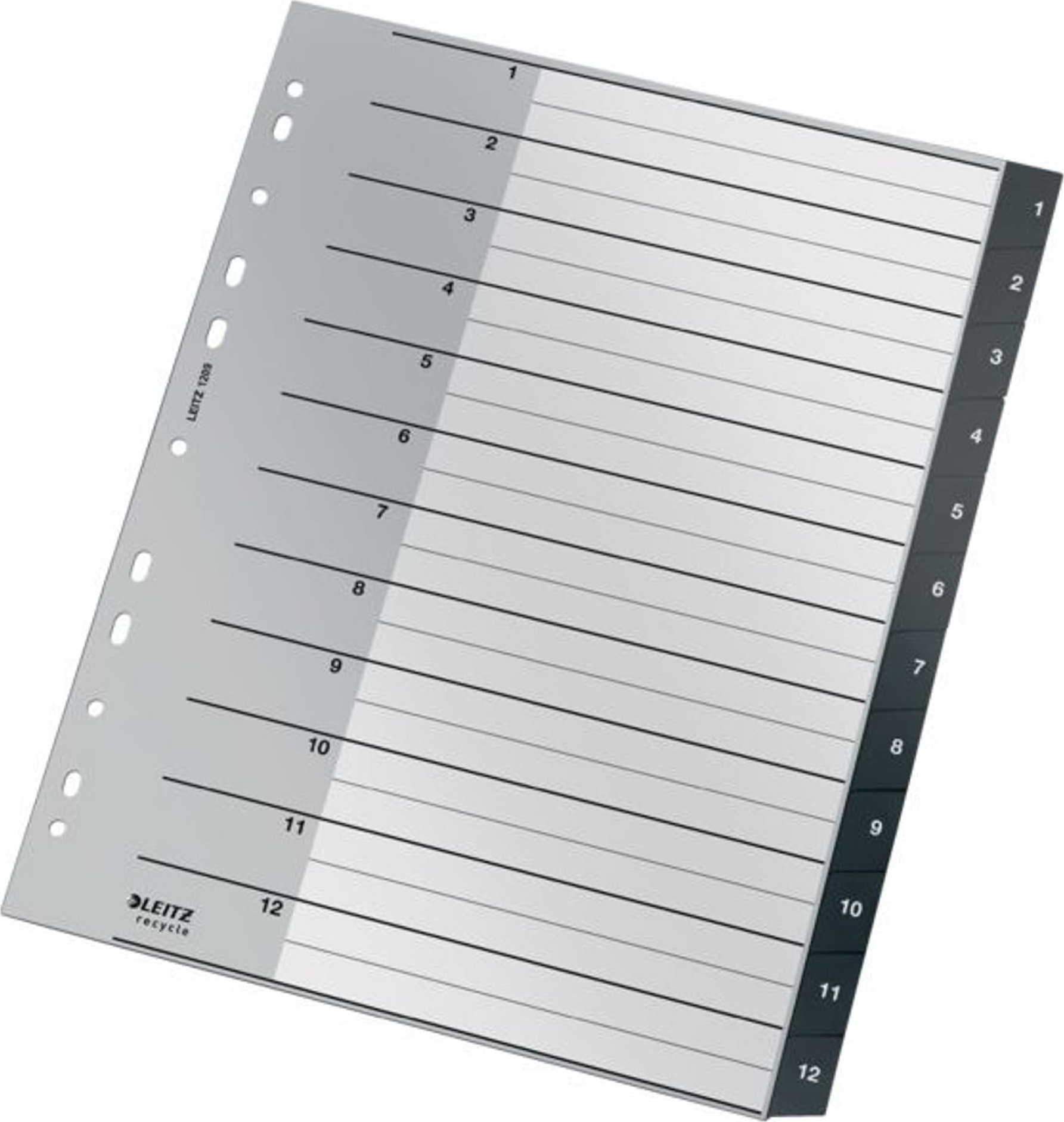 Leitz Przekładki PP Leitz Recycle A4 Maxi 1-12 czarne