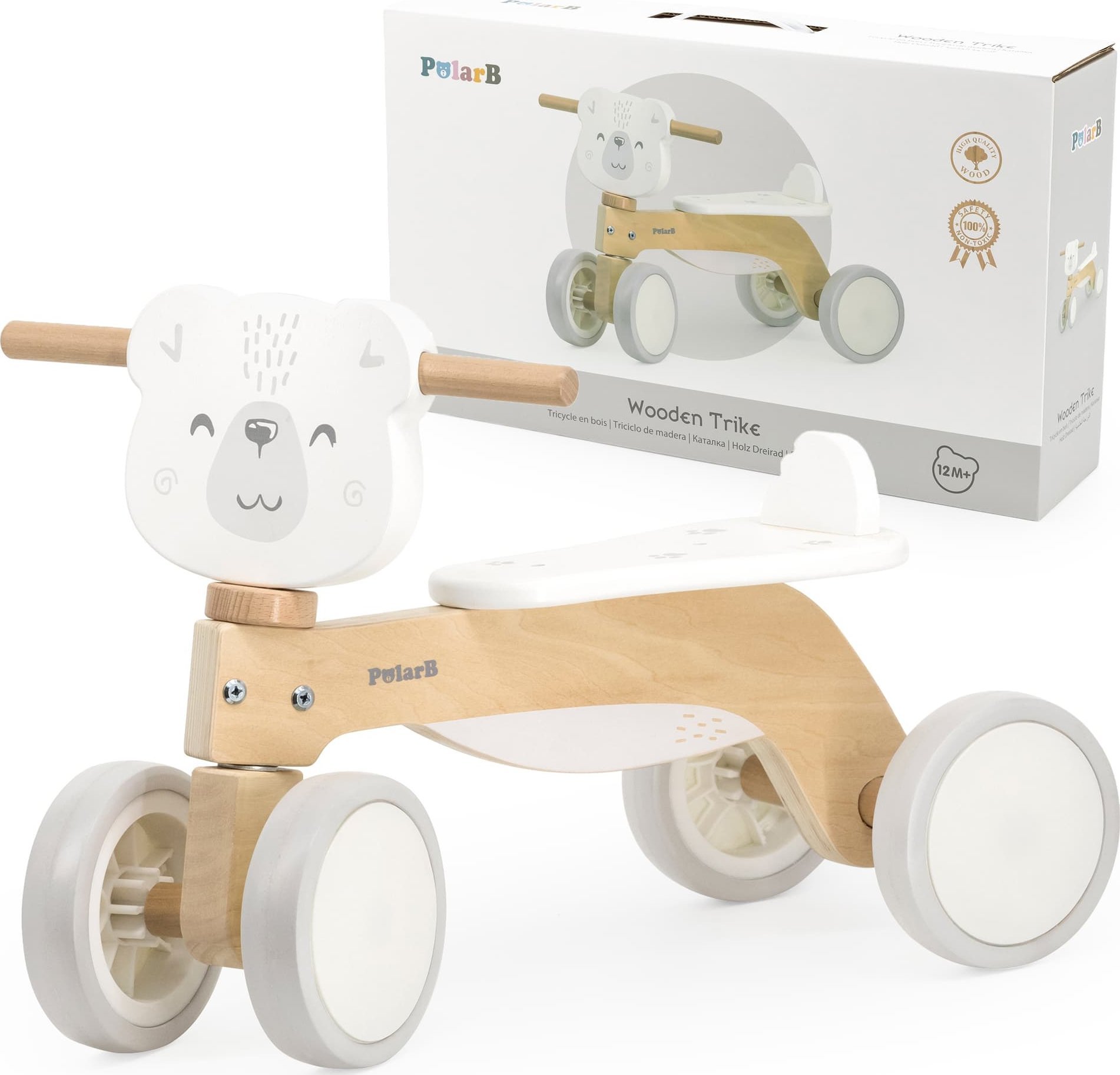 Viga Toys VIGA PolarB Drewniany Jeździk Miś Polarny Miękkie Koła