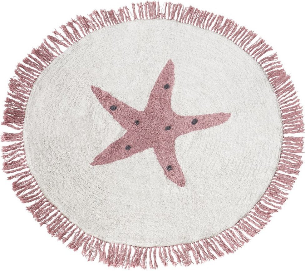 Beliani Dywan dziecięcy bawełniany z motywem gwiazdy ⌀ 120 cm złamana biel STARS