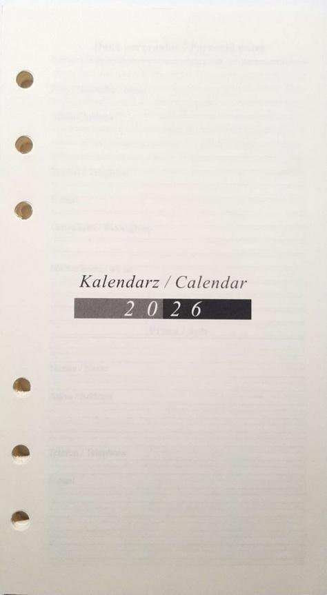 Wkład do organizera terminarz 2026 9,5x17,2cm