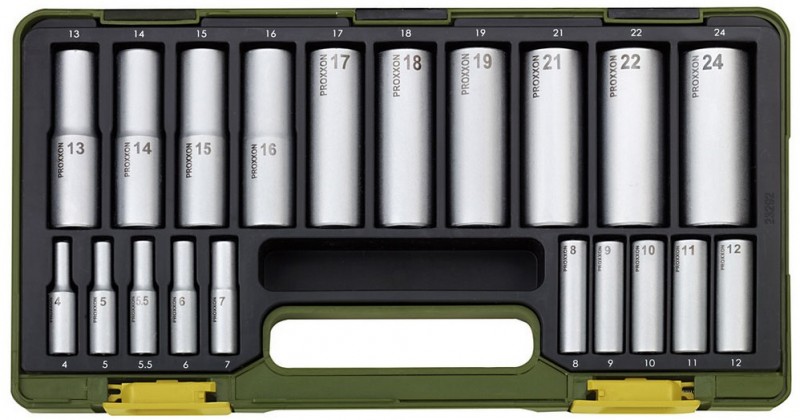 Proxxon Zestaw nasadek 6-kątnych 1/4" 1/2" 4-24mm 20szt. (PR23292)