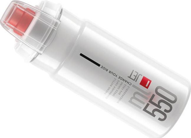 Elite Bidon Elite Jet przezroczysty, czerwona grafika, 550ml, pokrywka