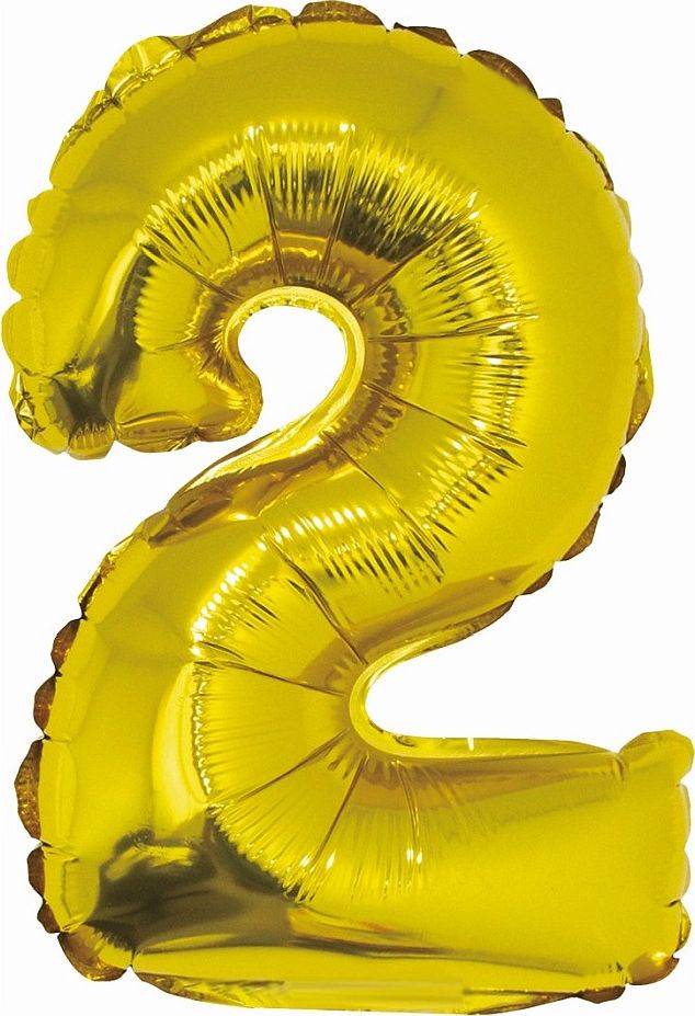 GoDan Balon foliowy Cyfra 2, złota, 35 cm