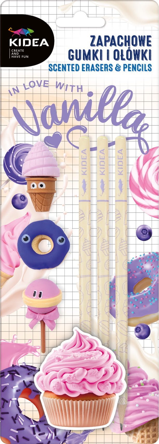 Derform Zapachowe gumki i ołówki wanilia Kidea