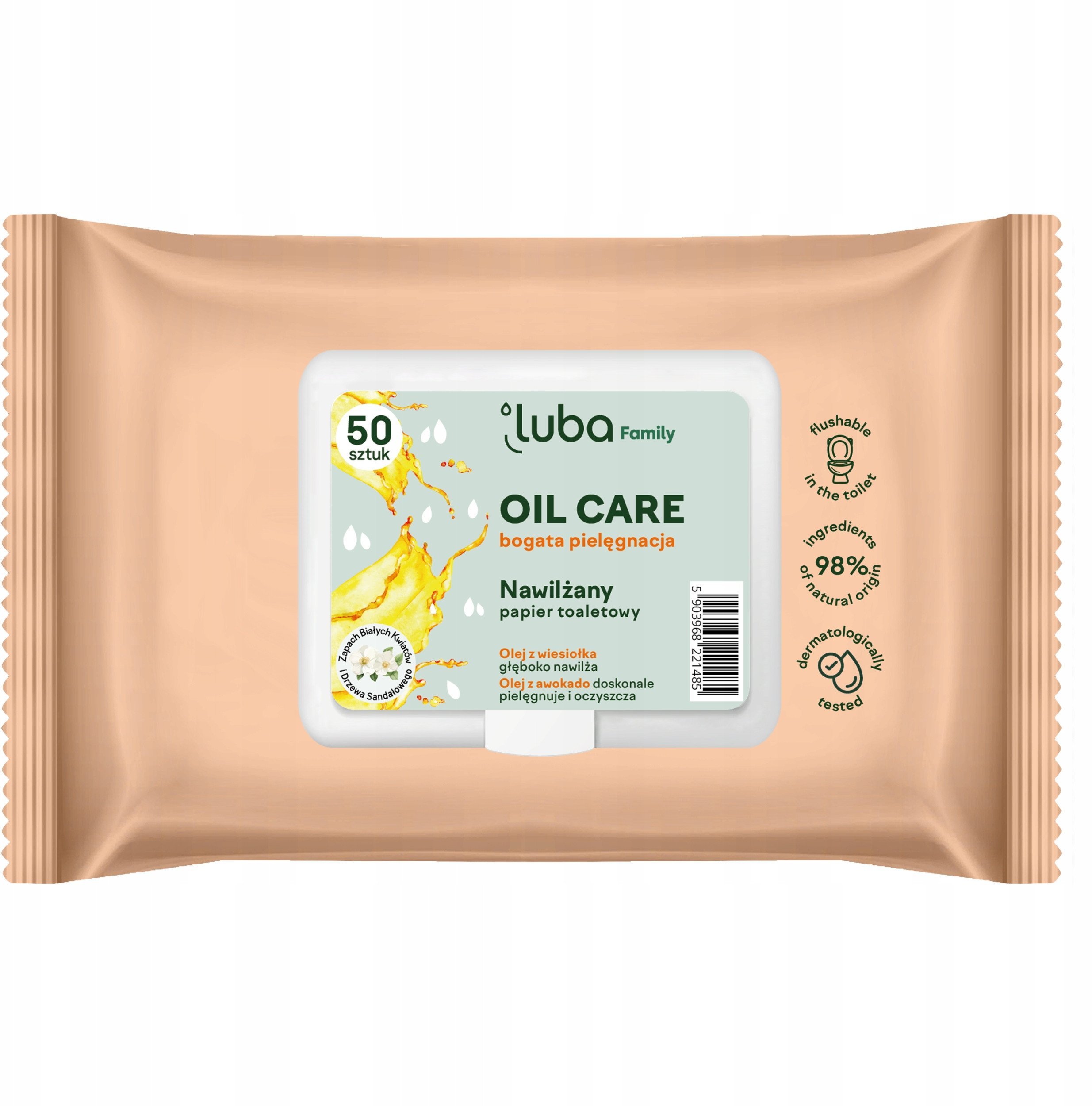 LUBA_Family Oil Care nawilżany papier toaletowy 50szt