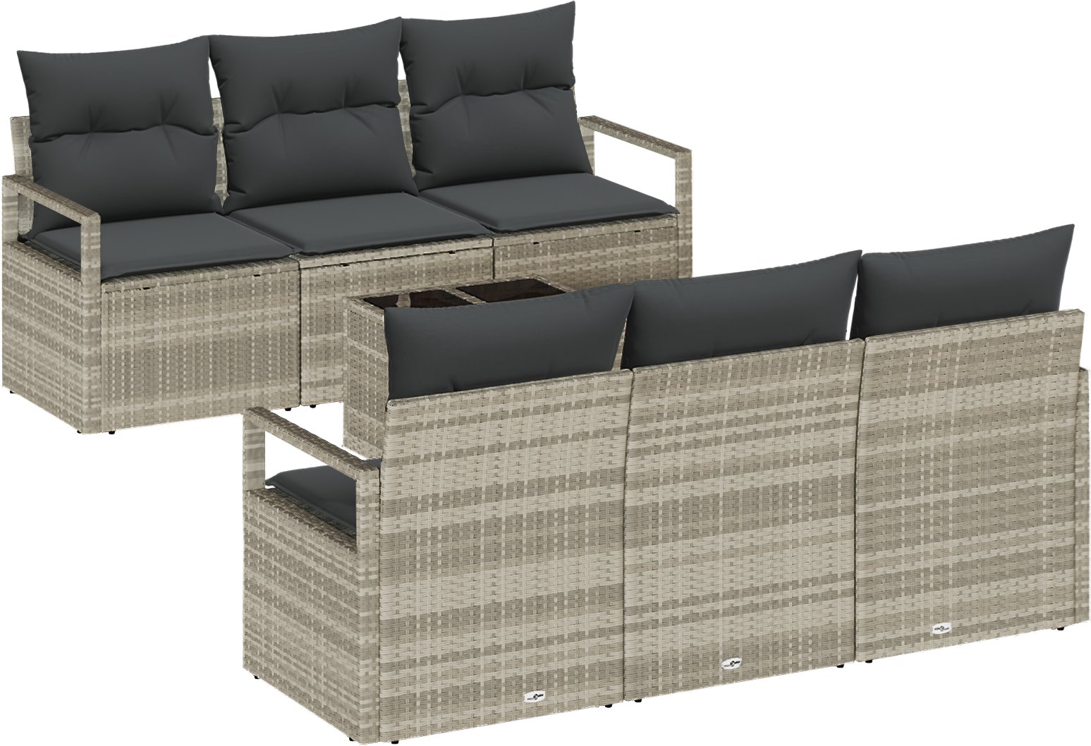 Zestaw sofy ogrodowej vidaXL 7-elementowy z poduszkami jasnoszary polirattan