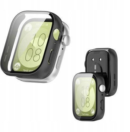 Czarne Etui 360 + Szkło Ochronne do Huawei Watch Fit 3 | 2w1 Pełna Ochrona