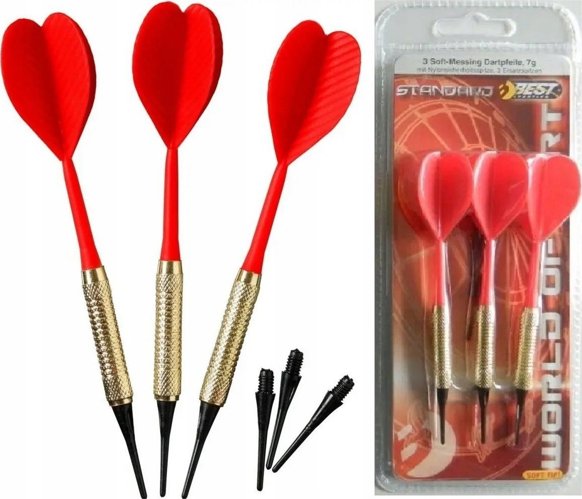Best Sporting Plastikowe rzutkido darta 3 szt. Best Sporting - czerwone