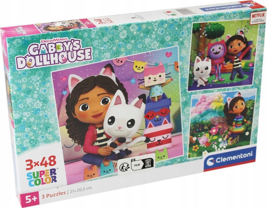 Clementoni Puzzle 3x48 elementów Super Kolor Koci Domek Gabi
