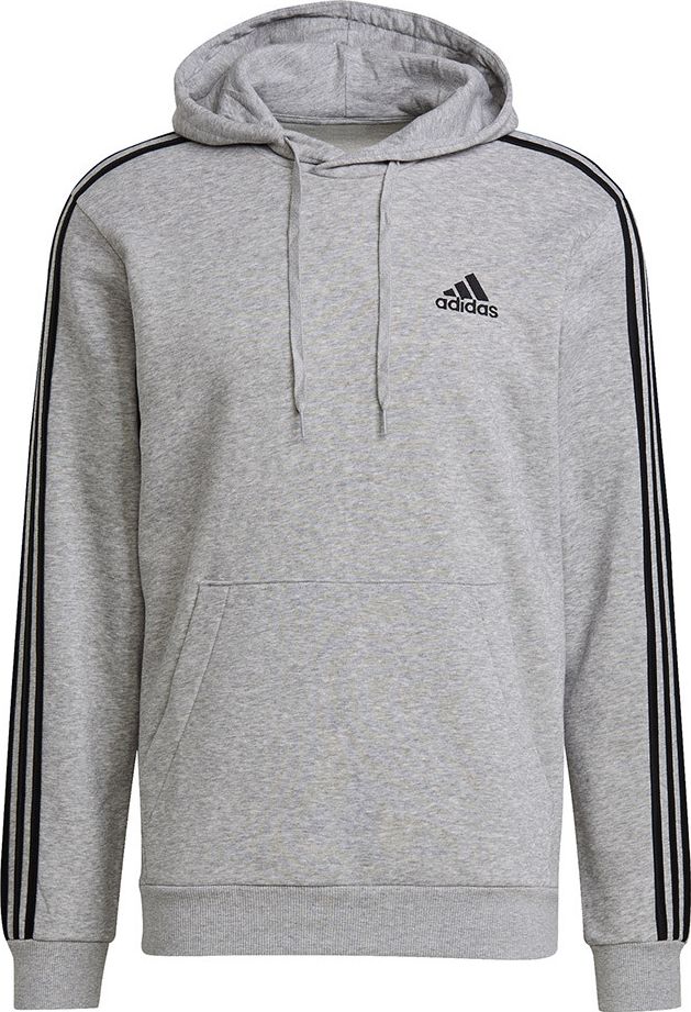 Adidas Bluza męska adidas Essentials Fleece 3-Stripes Hoodie szara GK9084