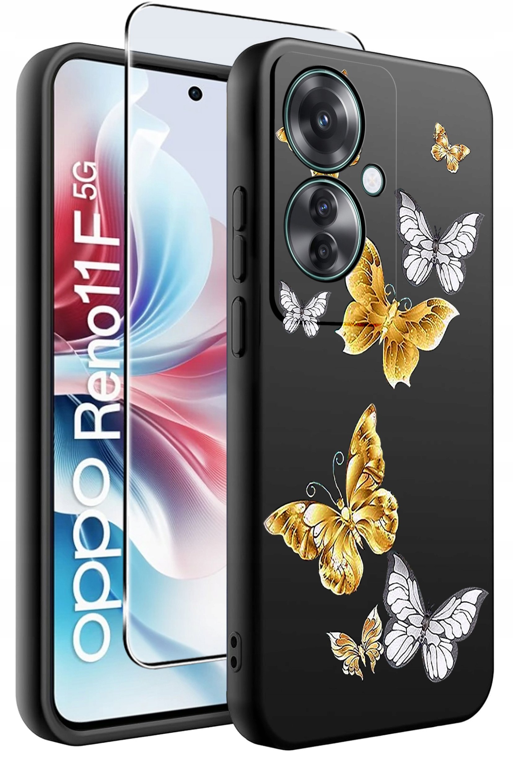 ETUI do Oppo Reno11 F 5G WZORY | SILIKONOWE MATT CASE + SZKŁO HARTOWANE 9H