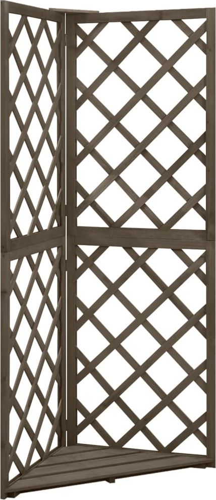 vidaXL Narożna krata ogrodowa, szara, 50x50x145 cm, drewno jodłowe