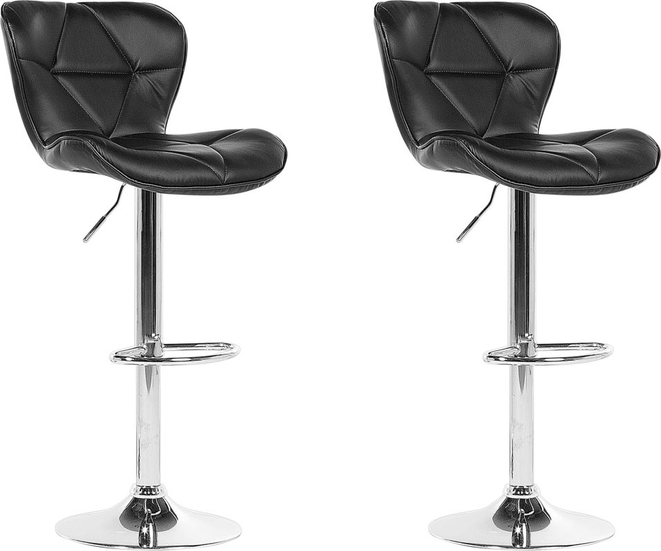 Beliani Zestaw 2 hokerów barowych regulowanych ekoskóra czarny VALETTA