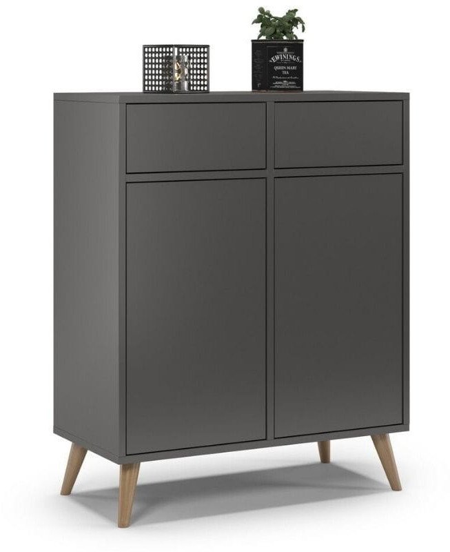 Komoda na nóżkach do sypialni, SKAND, 80x40x100 cm, grafit, mat | TYLETEGOTU